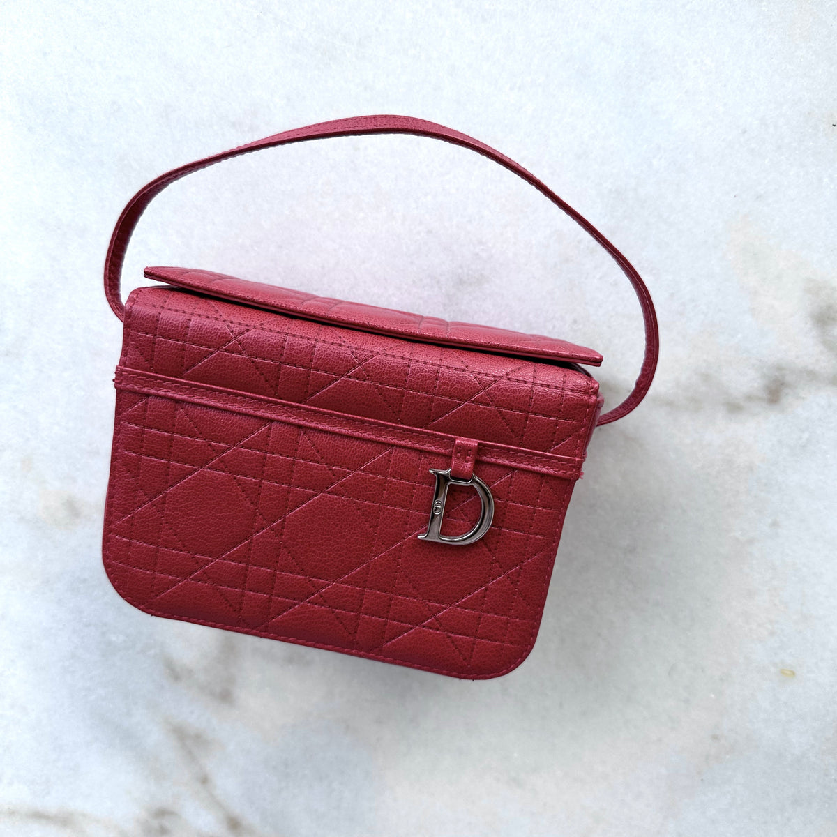 Christian Dior Red Smooth Leather Mini Saddle Bag