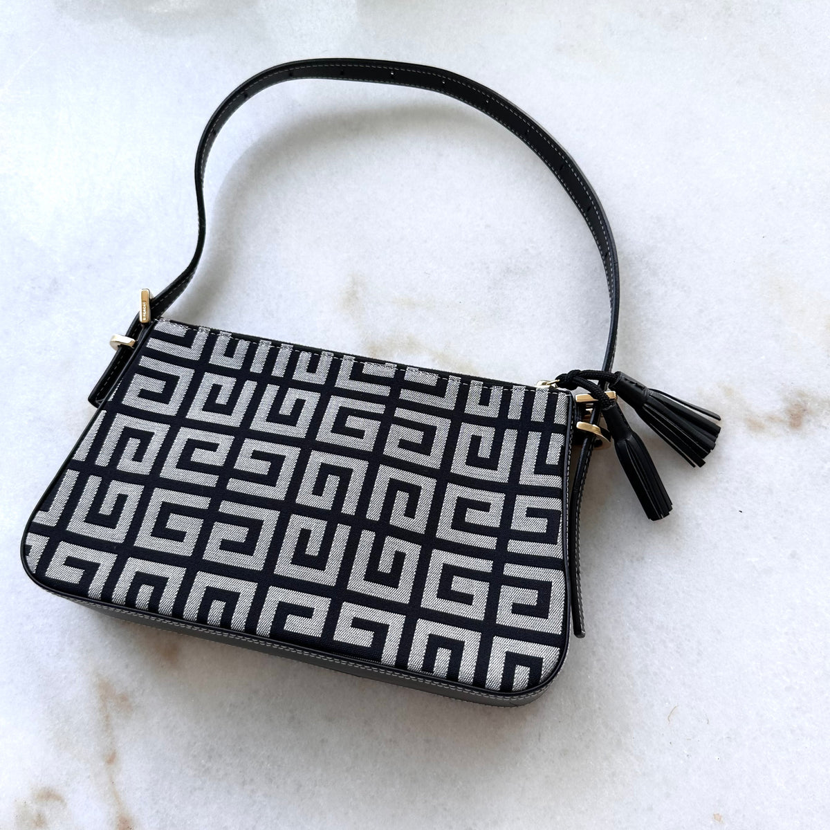 1990s -2000s Vintage Givenchy Monogram Canvas Shoulder Bag