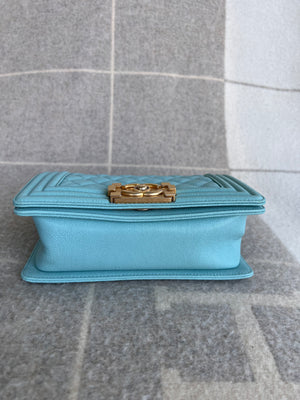 
            
                Load image into Gallery viewer, 19C Chanel Boy Small Tiffany Blue Caviar
            
        