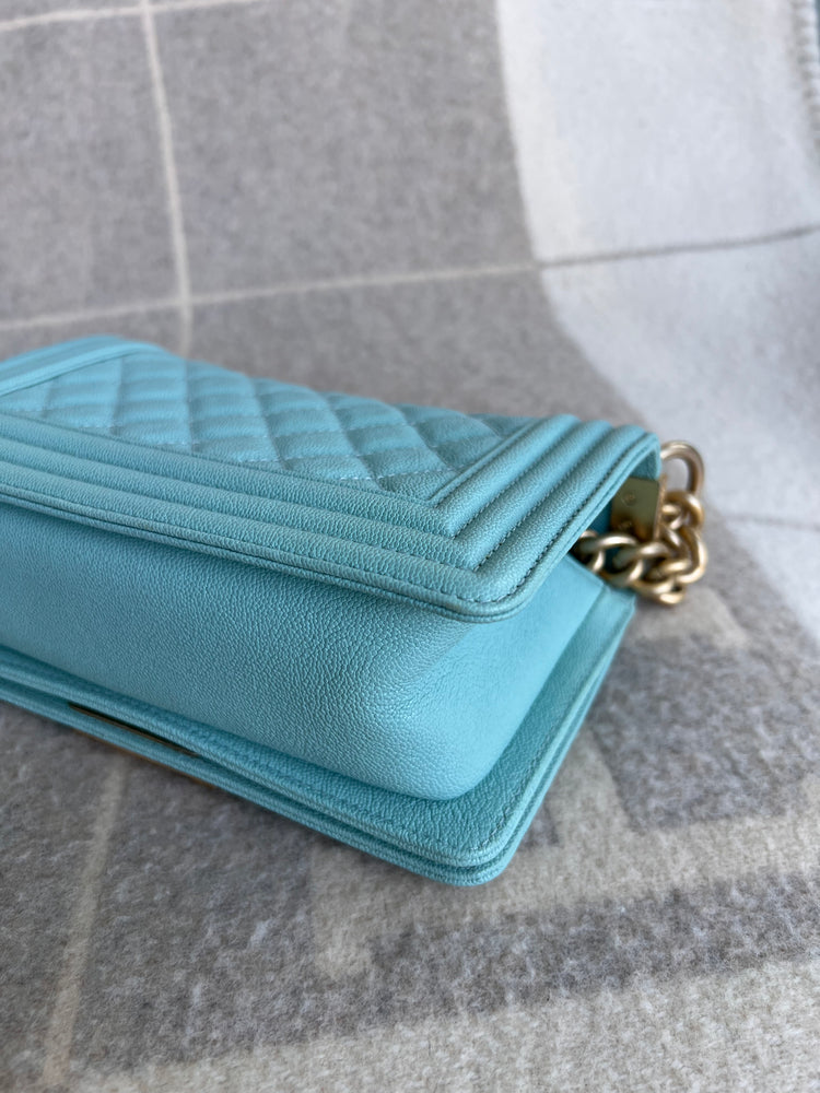 
            
                Load image into Gallery viewer, 19C Chanel Boy Small Tiffany Blue Caviar
            
        