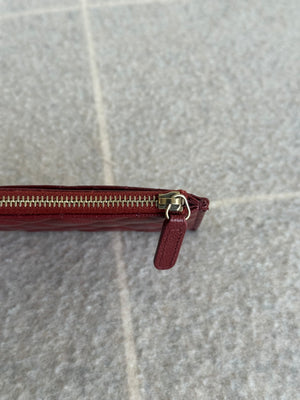 
            
                Load image into Gallery viewer, Chanel Long Zip Flat Wallet Burgundy Caviar Iridescent Brushed Gold Hardware 2018
            
        