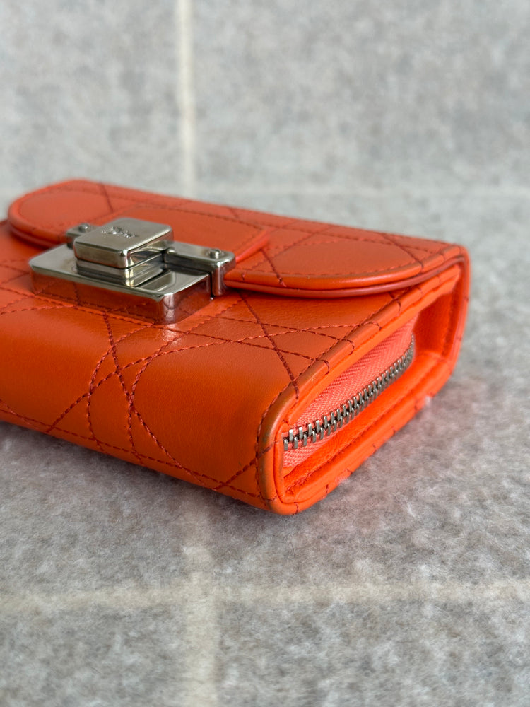 Dior Orange Wallet / Zip Card Holder