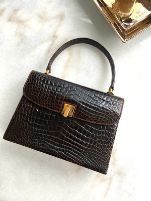
            
                Load image into Gallery viewer, 1970s Gucci Exotic Top Handle Bag - Auction
            
        