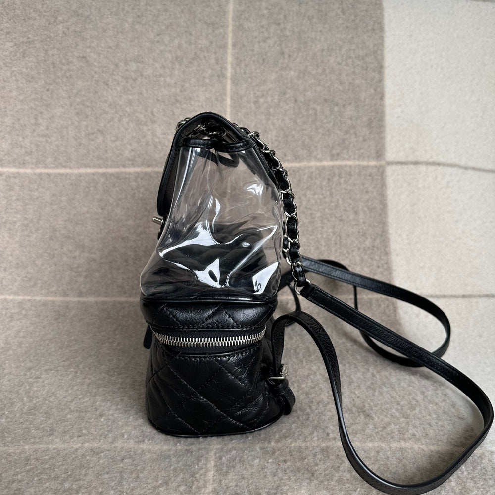 Chanel Crumpled Calfskin PVC Quilted Backpack Black