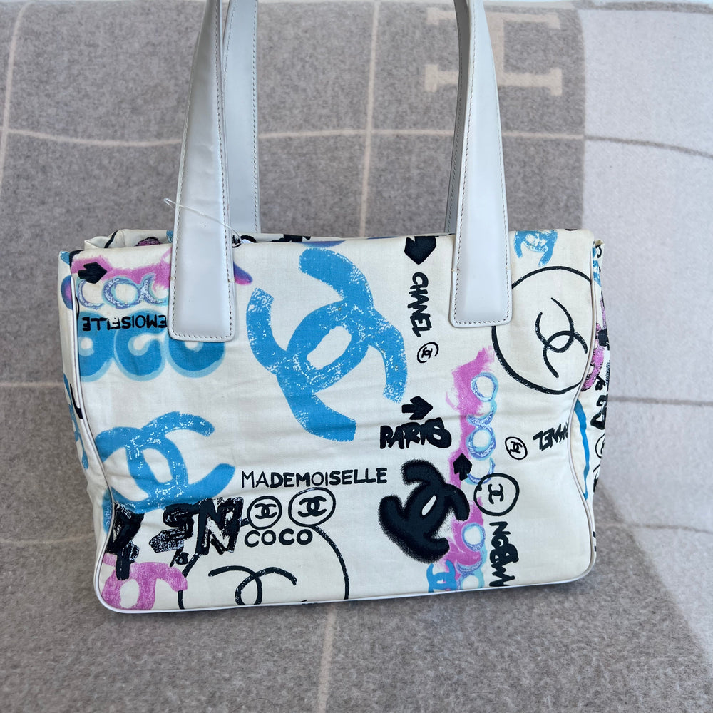 
            
                Load image into Gallery viewer, Vintage Chanel Graffitti Mademoiselle Tote
            
        