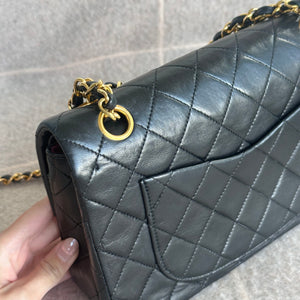 1989-1991 Vintage Chanel Small Classic Flap Black Lambskin Gold Hardware