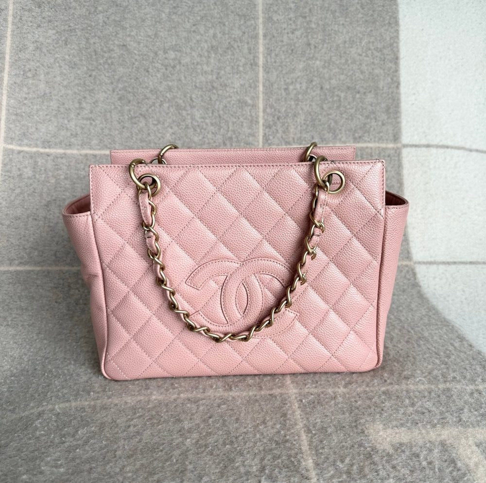 Chanel Caviar Sakura Pink Petit Timeless Shopping Tote