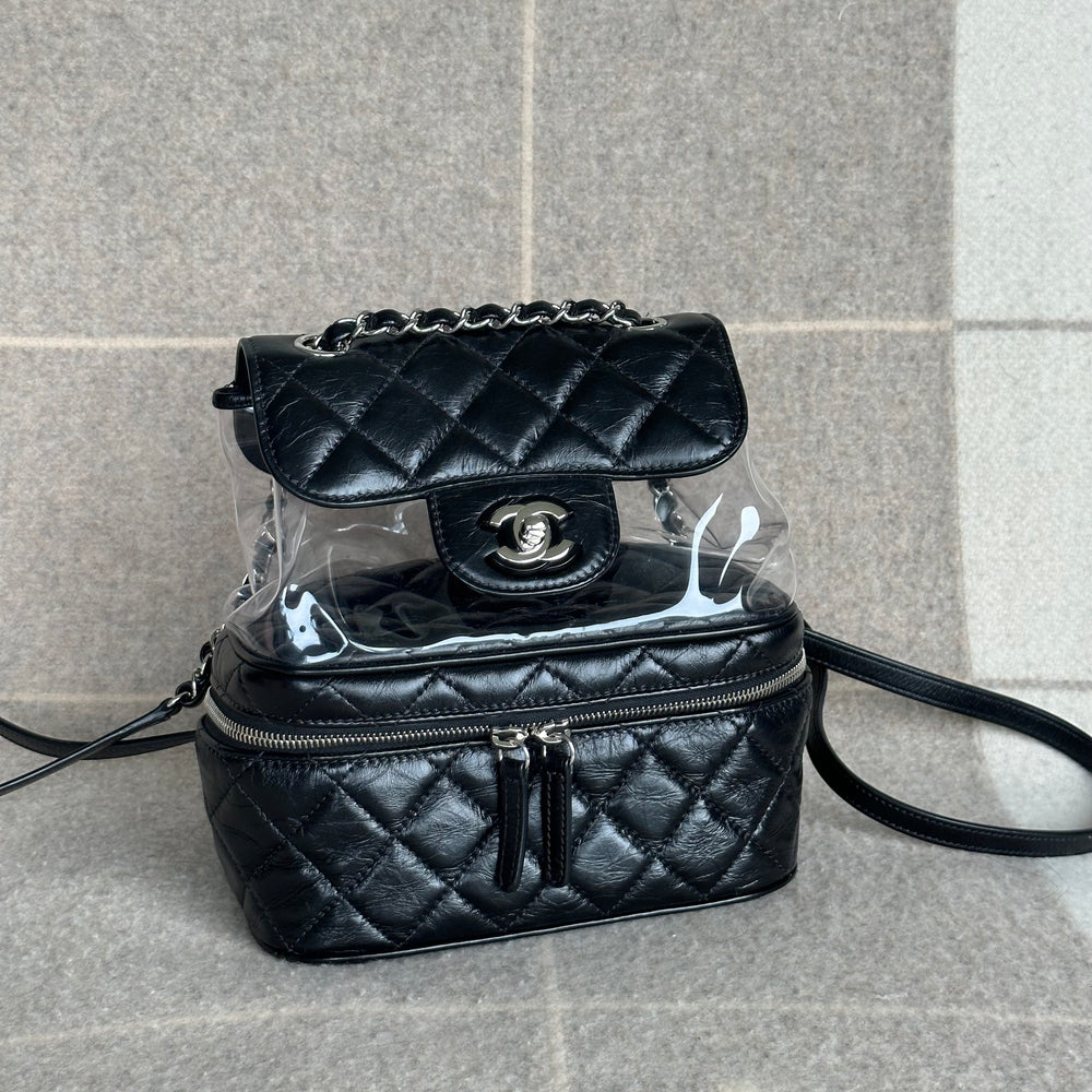 Chanel transparent vanity rtn flap backpack