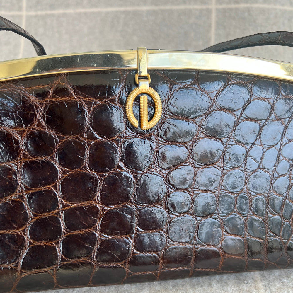 Vintage Dior Crocodile Clutch Shoulder Bag