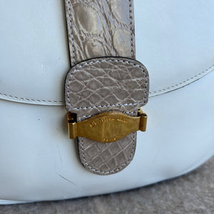 
            
                Load image into Gallery viewer, Vintage Dior Ivory Messenger With Crocodile Embossed Details
            
        