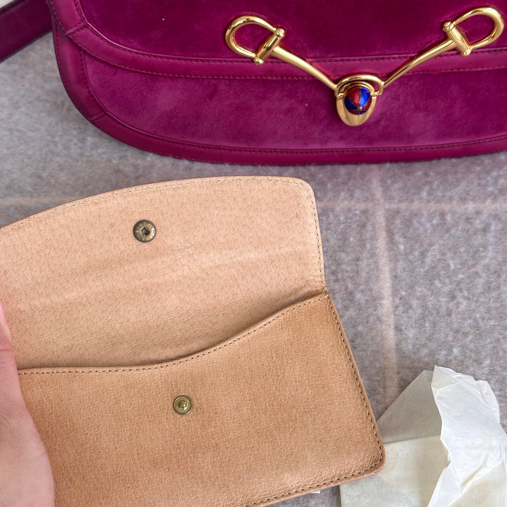 Vintage Gucci Plum Horsebit Suede Shoulder Bag