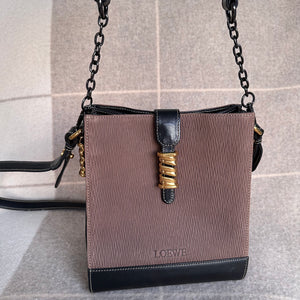 LOEWE Twist handle Velazquez Hand Bag Leather 2way Black Brown Auth am2237g  ref.634208 - Joli Closet