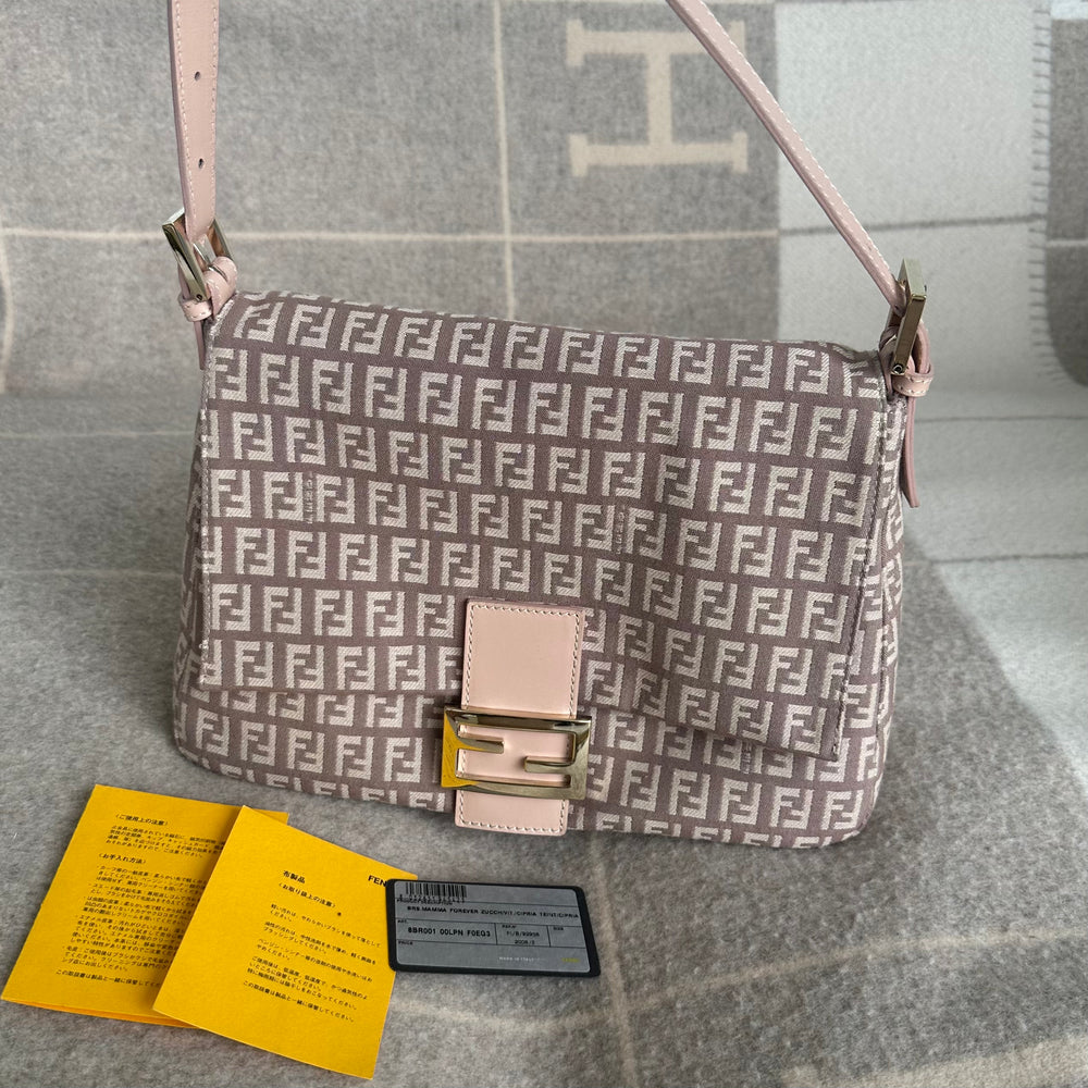 2008 Fendi Pink Zucca Mama Baguette Adore Adored