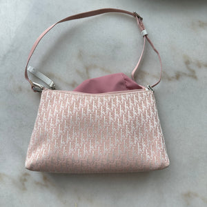  Dior Vintage Iridescent Pink Monogram Canvas Shoulder Bag