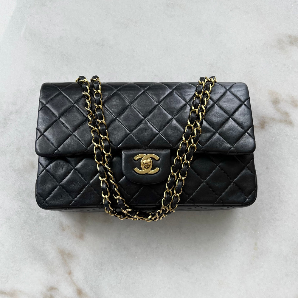 Chanel 1994-1996 Beige Lambskin Small Classic Double Flap Bag