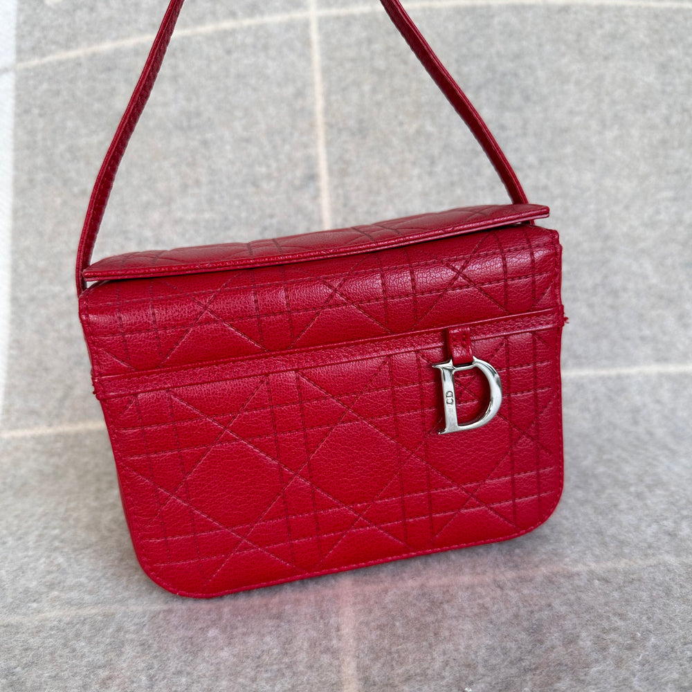 1990s-2000s Vintage Christian Dior Top Handle Box Bag Red