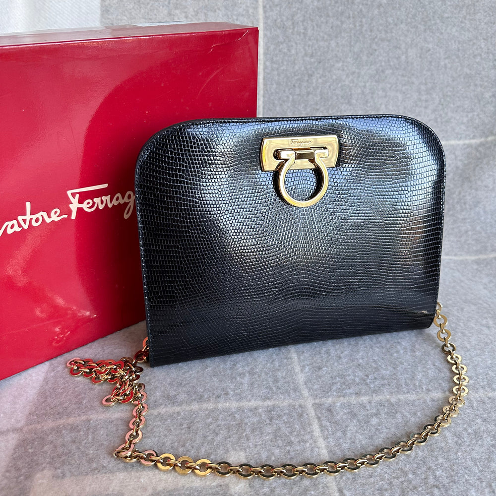 Salvatore Ferragamo Vintage Gancini Chain Lady Diana Clutch Bag