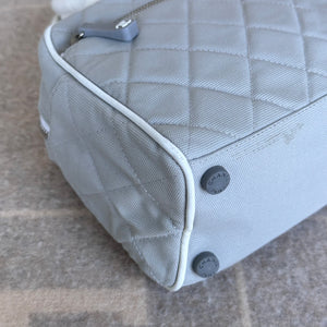 Vintage Chanel Gray Quilted Canvas Mini Boston