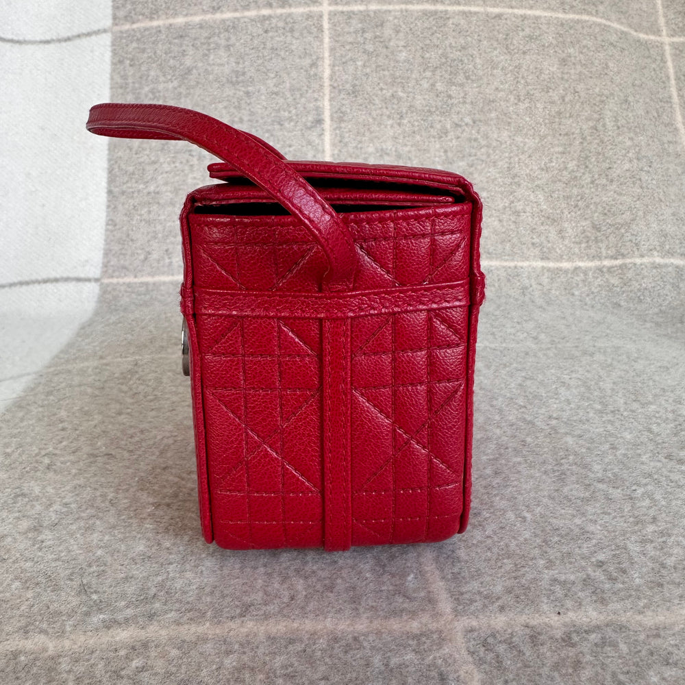1990s 2000s Vintage Christian Dior Top Handle Box Bag Red Adore Adored