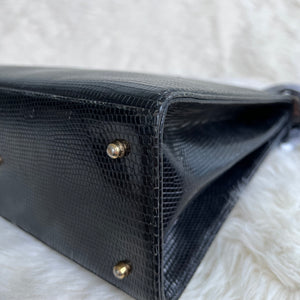 1970s-1980s Vintage Gucci Lizard Padlock Top Handle Bag