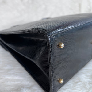 1970s-1980s Vintage Gucci Lizard Padlock Top Handle Bag