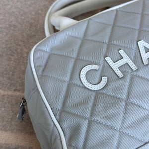 chanel grey canvas bag