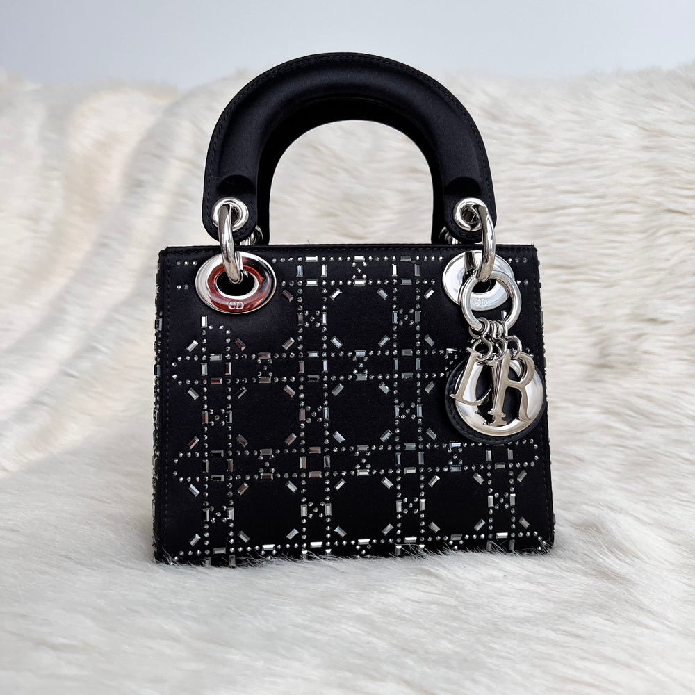 
            
                Load image into Gallery viewer, 2019 Christian Dior Mini Lady Dior Satin Crystals
            
        