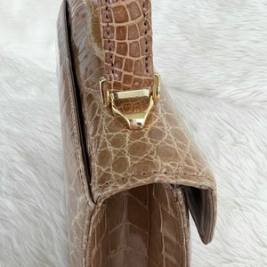 1990s Valentino Garavani Crocodile Top Handle Kelly Style Bag