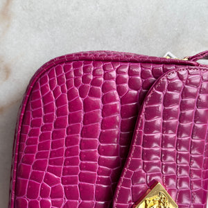 Mystery Auction - Vintage Versace Fuchsia Embossed Crocodile Shoulder Bag